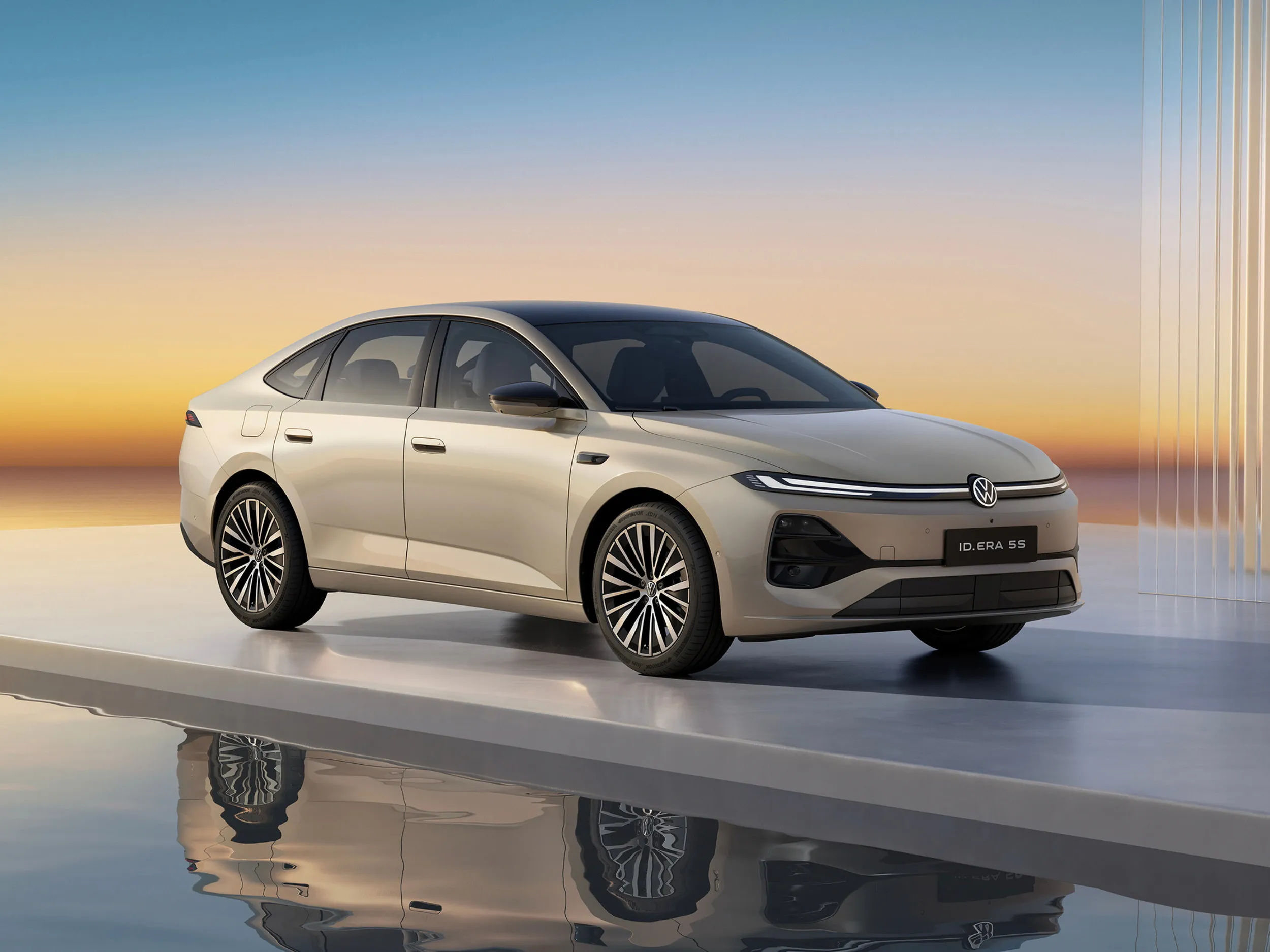 Este es el VW ID. Era 5S, un sedán híbrido similar a Jetta 